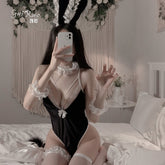 Bunny Girl Velvet Unlined Vintage Lace Crotchless Teddy Set